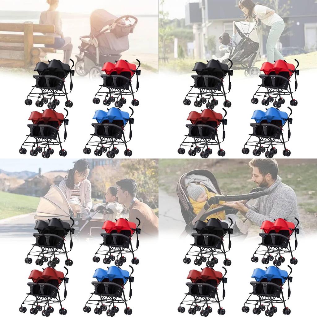Легкая коляска для двойни Ультракомпактная складная коляска-трость для новорожденных с функцией наклона