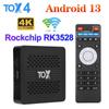 TOX4 Android 13 Smart TV Box 4GB 32GB RK3528 Dual Wifi 1000M LAN BT5.0 Support H.265 4K 60fps DLNA Set Top Box