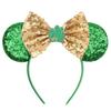 Модная повязка на голову с ушками мышки с блестками на День Святого Патрика, с пайетками, бант для волос, фестивальная повязка для волос, вечеринка, DIY аксессуары для волос, женская