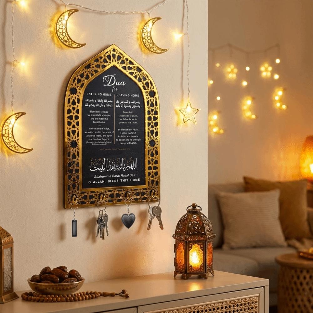 Detachable Islamic Key Rack Wall Mounted Key Organizers Hook Arabic Key Holder  Eid Al Adha Gift