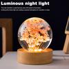 3D Crystal Ball Crystal Flower Night Light Dandelion Crystal Ball Night Lamp Birthday Gift Home Desktop Decoration with Base