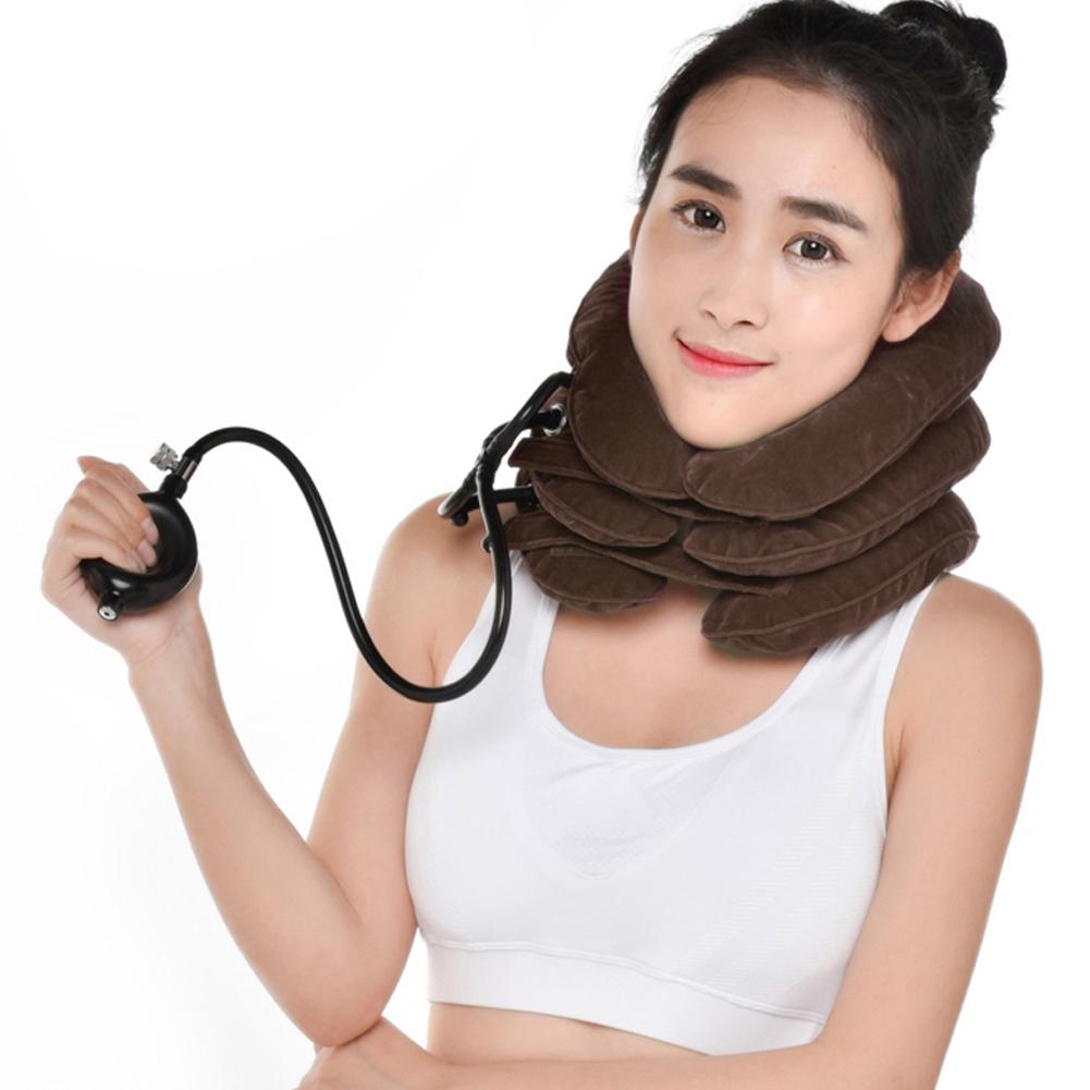 Inflatable Neck Stretcher Support Air Cervical Traction 3 Tubes Neck Braces Stress Relief Relaxation Men Women for Home Office