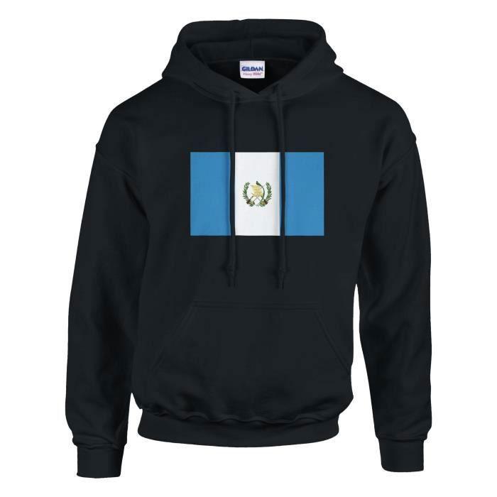 Sweat à capuche - PIXELFORMA - Drapeau du Guatemala - Noir - Длинные манши - Col capuche