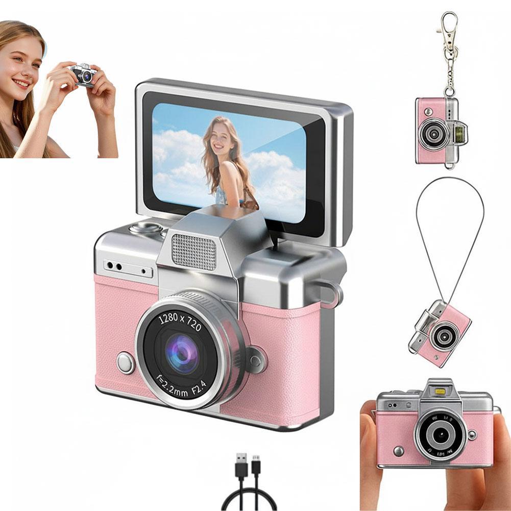 Retro Style Mini CCD Camera with 1.47 Inch Flip Screen Portable Sports Camera for Outdoor Travel Vlogging Photography Kids Gifts