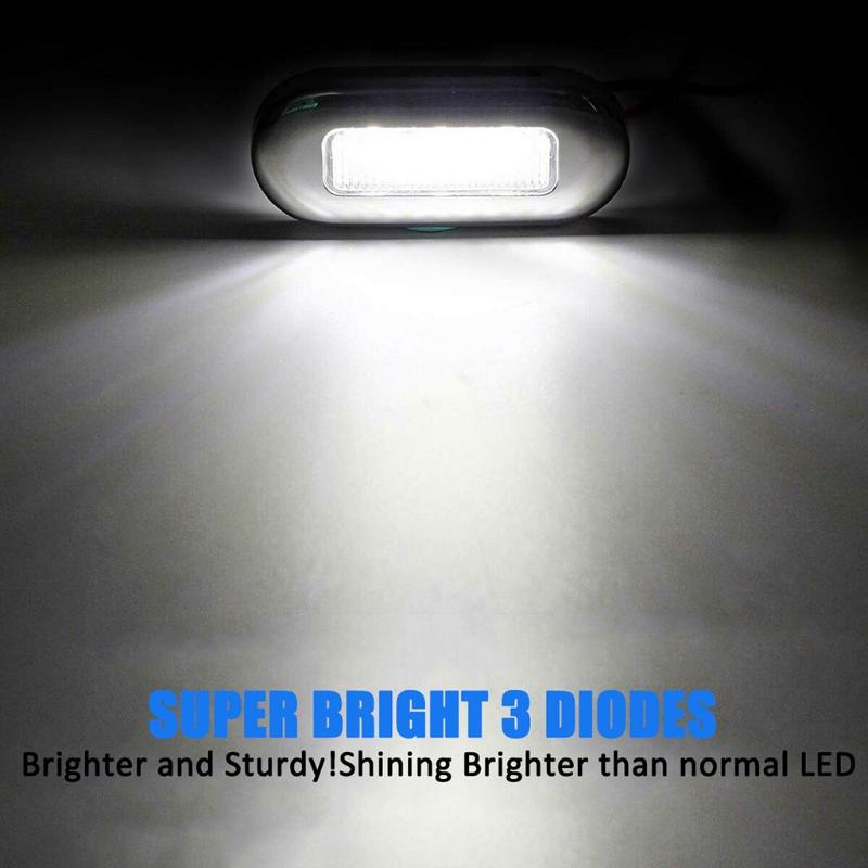 Marine Boat LED Courtesy Light White 12V 2000-4000k Cabin Deck Gangway Stair Tail Lamp Waterproof Yacht Accessories 4pcs 3