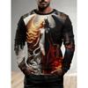 Personalized Design 3D Digital Printing Men's Street Trendy Round Neck Long Sleeved T-shirt