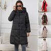 Женская зимняя куртка с капюшоном, утолщенный пуховик, тонкая талия, застежка-молния, средняя длина, ветрозащитное хлопковое пальто для холодной погоды