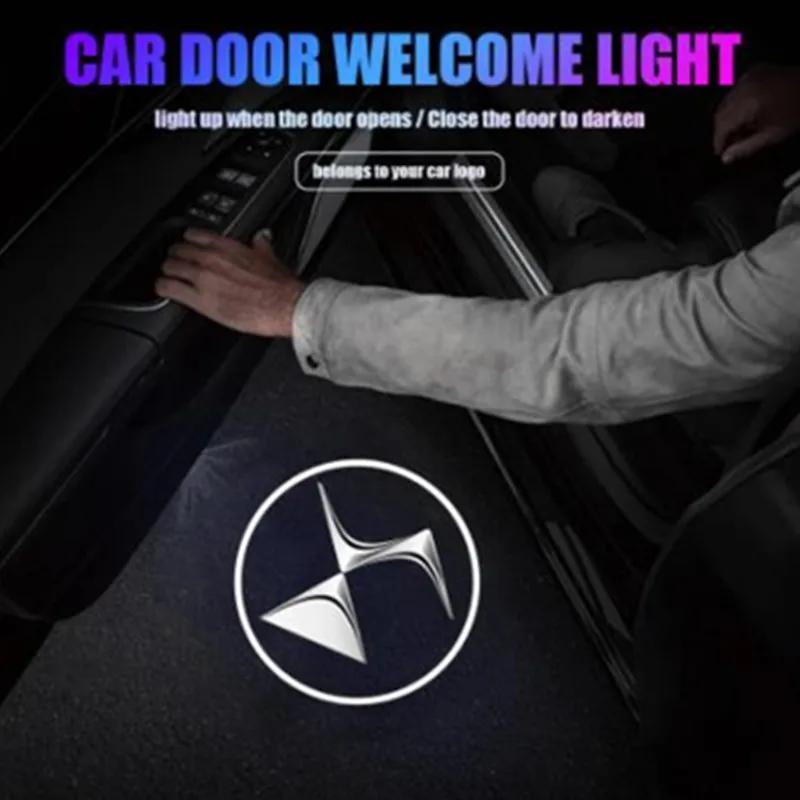 2Pcs LED Logo Car Door Light For Citroen DS DS3 2015-2024 Projector Emblem Sticker Accessories