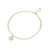 Women Girl Faux Camellia Necklace Flower with White Pearl Pendant Temperament Dressing-Up Beaded Faux Pearl