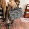 Large-capacity Bag, High-end Winter Canvas Jacquard Handbag, Office Worker Commuter Shopping Bag, Shoulder Tote Bag.
