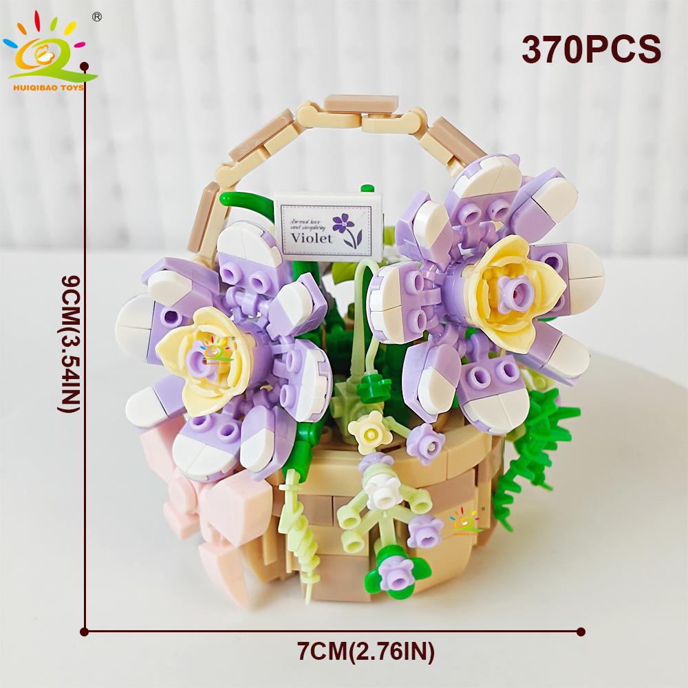 HUIQIBAO MOC Модель Цветка Микро Строительный Блок DIY Вечный Букет Украшение для Дома Стола Стола Растение Кирпич Подарок Девочке Детская Игрушка