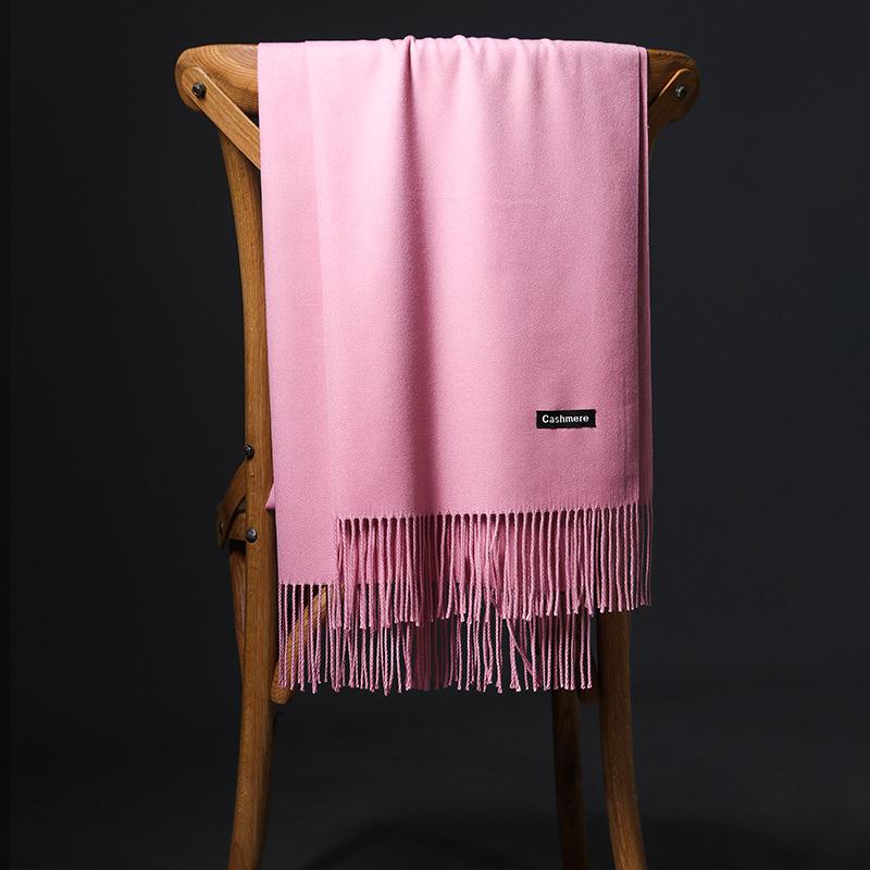 Spring And Autumn Winter New Scarf Women'S Tassel Imitation Cashmere Versatile Solid Color Scarf Dual Purpose Student Long Style Thickened