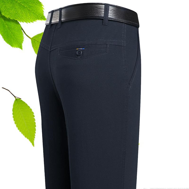 Повседневные мужские брюки, свободные прямые брюки с высокой талией для мужчин среднего возраста