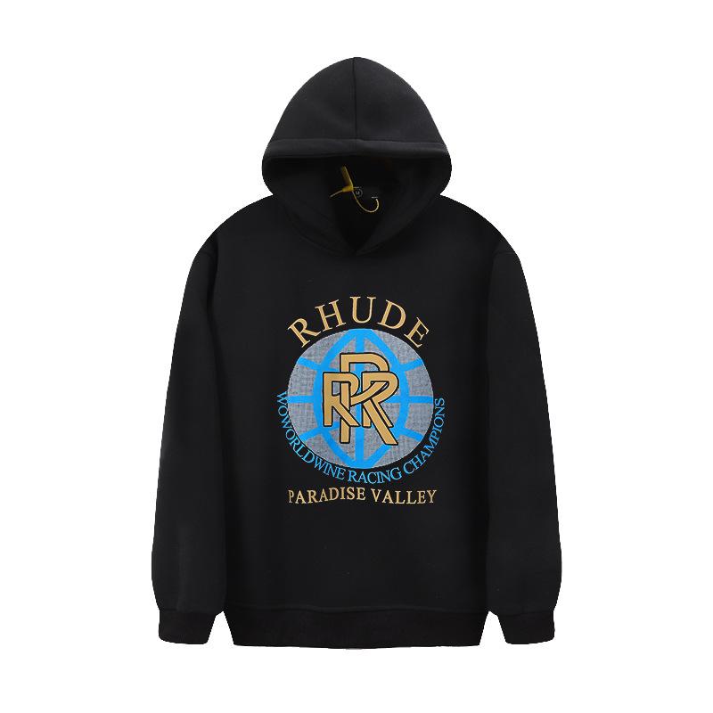 American trendy brand autumn and winter new RHUDE printed hooded fleece hooded sweater, loose coat for men and women