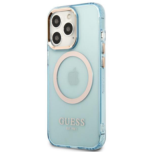 Guess Guhmp13Lhtcmb Iphone 13 Pro / 13 6,1 Niebieski/Blue Hard Case Gold Outline Translucent Magsafe