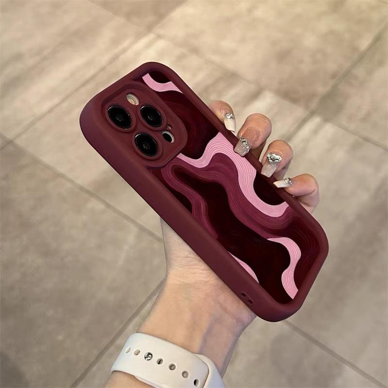 Винно-красный с красными бамбуковыми полосками Чехол для телефона для iPhone 17 16 15 14 13 12 11 Pro Max Air X XR XSMax 78 Plus MINI SE2 Мягкий чехол