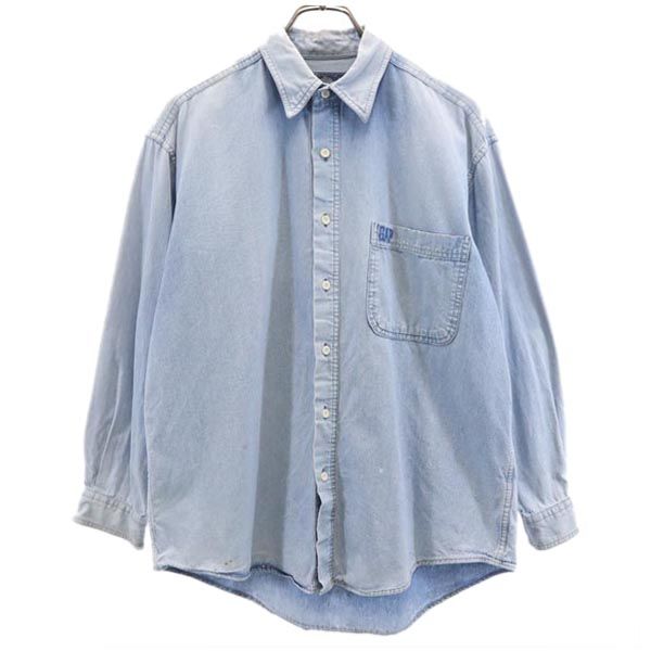 Gap 90s Old Back Embroidery Long Sleeve Denim Shirt Men's Used