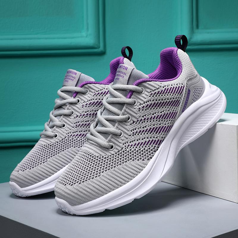 Women's Summer 2024 Fashion Sports Shoes Comfortable Lace Up Casual Thick Sole Mesh Running Shoes Zapatillas De Deporte