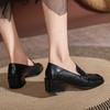 Retro Loafers Soft Leather Heels Two-way Shoes College Style Small Leather Shoes Slip-on Shoes for Women Thick Heels High Heels