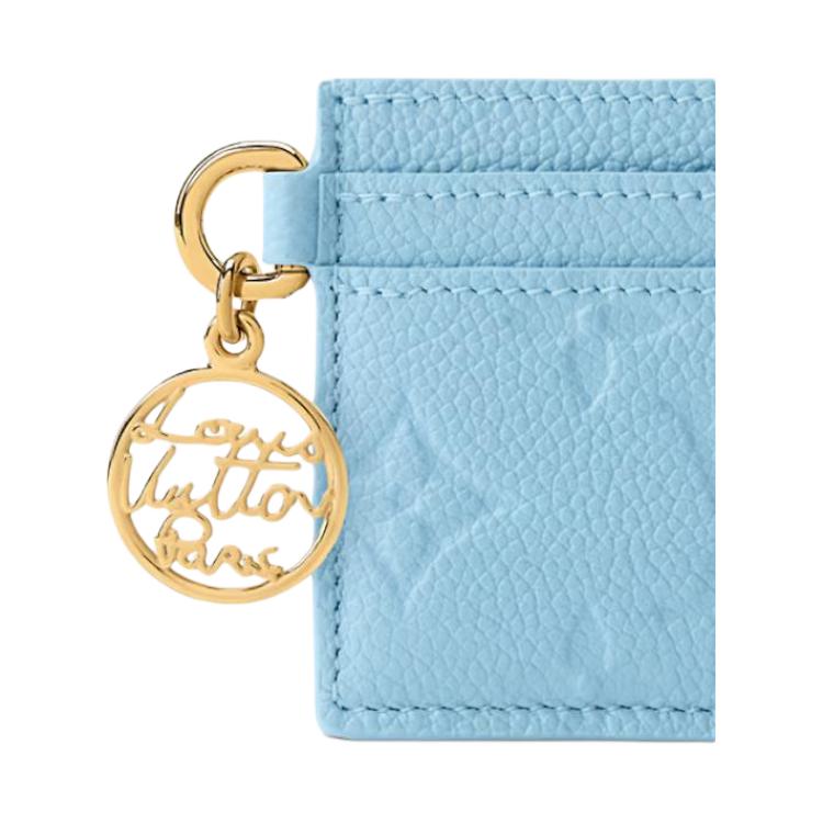 Louis Vuitton LV Charms Card Holder Grape Blue Monogram Embossed Empreinte Cowhide Leather Women Wallets M27485