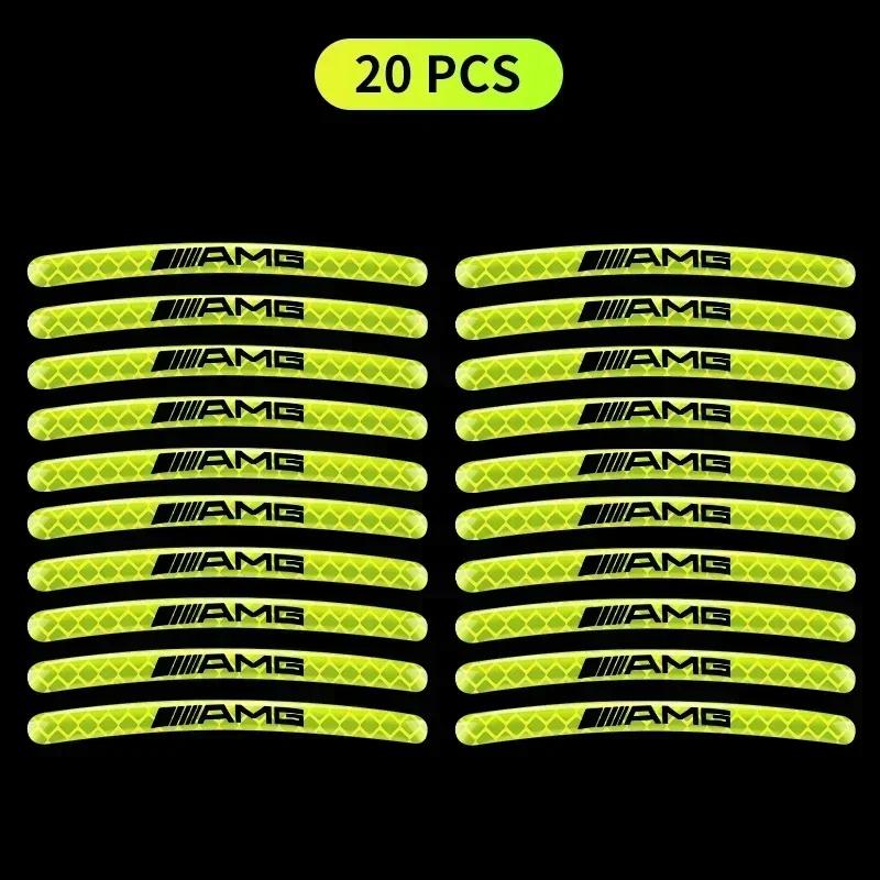 RAT2 Car Motorcycle Wheel High Reflective Warning Decals Tyre Rim Reflector Sticker for Mercedes Benz AMG A B C E G W212 W213 W214