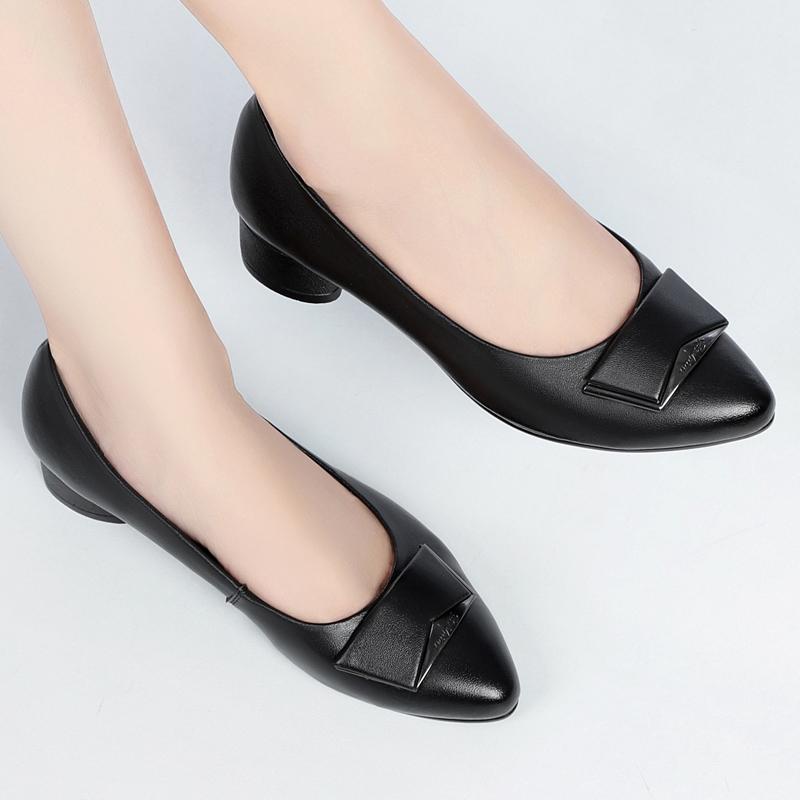 Женские туфли из натуральной кожи, на маленьком каблучке