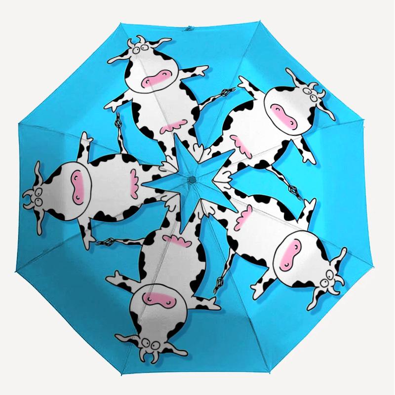 1PC cow star Umbrella-8-Rib Reinforced, Automatic Open, Lightweight & Durable, Cute Fashion Accessory for Outdoor-P95