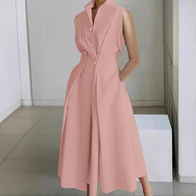Women Down Casual Zanzea Turn Collar Loose Summer Sleeveless Dress