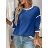 Autumn and Winter Round Neck Color Blocked Loose Top Women’s Pullovers & Long Sleeves