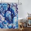 1 шт. Синяя водонепроницаемая шторка для душа с принтом медузы, перегородка для ванной с 12 крючками для защиты приватности, простая установка