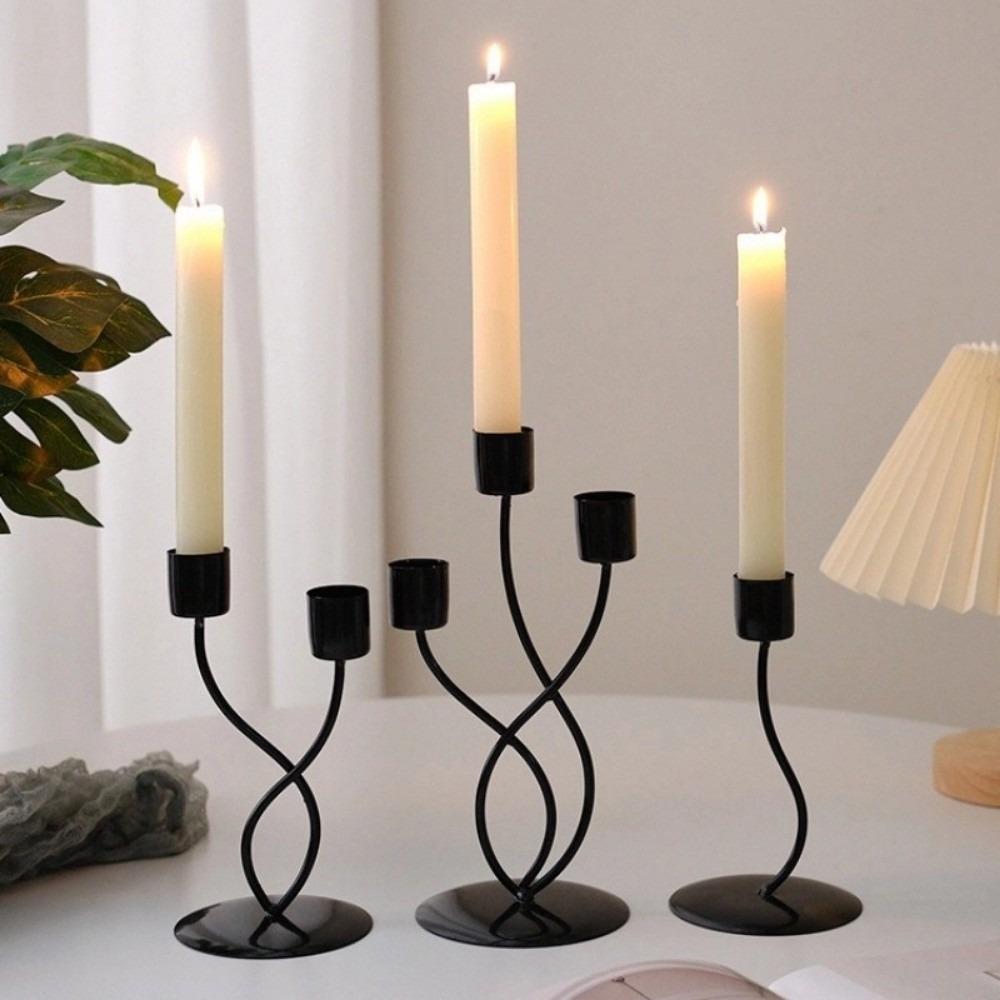 Iron Desk Candle Ornament Stable Base Candle Holder Simple Candlestick Crafts  For Dining Room