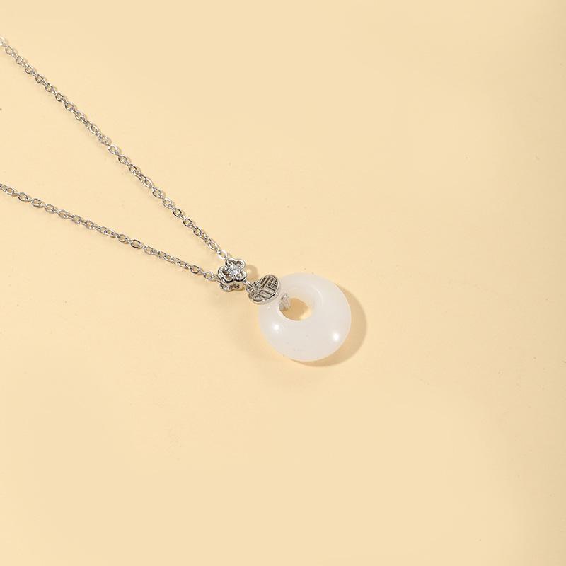 Ожерелье из 18-каратного золота с подвеской в виде пряжки мира из нефрита Хэтянь - Женский роскошный подарок на День святого Валентина