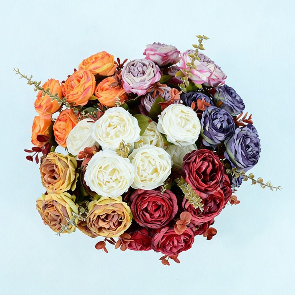 Silk Petals Rose Artificial Flowers 7 Heads Decorative Flower Creative Simulation Flower Rose  Gift