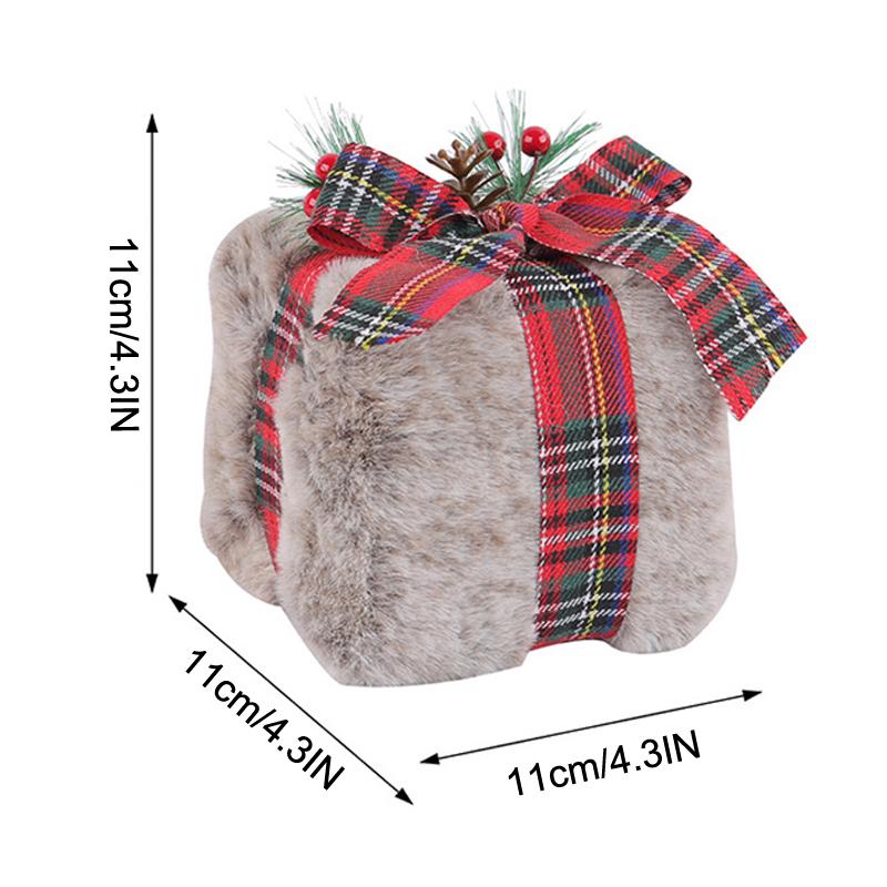 Мультяшная рождественская плюшевая подарочная коробка ручной работы 3D квадратная подарочная коробка кулон фестиваль элегантное украшение на рождественскую елку