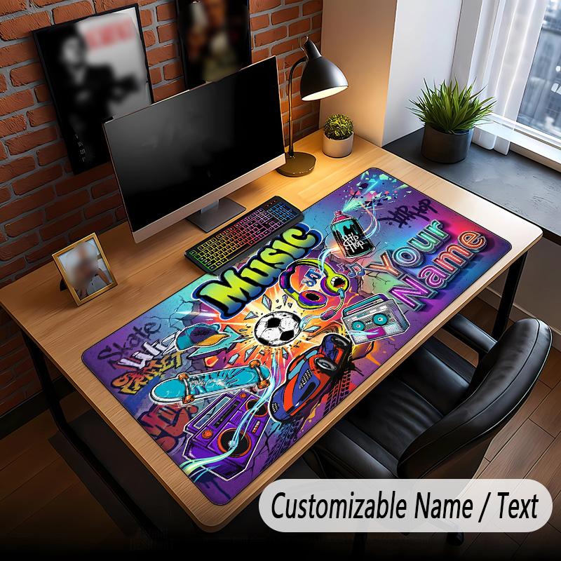Music General Theme Custom Mouse Pad Personalized With Name Text Customized Desk Mat For Office Home Decor