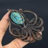 Tibetan Turquoise Pendant, 999 Copper Wire Wrapped Gemstone Jewelry, Handmade Pendant, For Thanksgiving