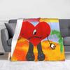 Bad Bunny Collage Puerto Rico Blankets Flannel Print  Breathable Lightweight Throw Blankets for Bed Outdoor Bedspread