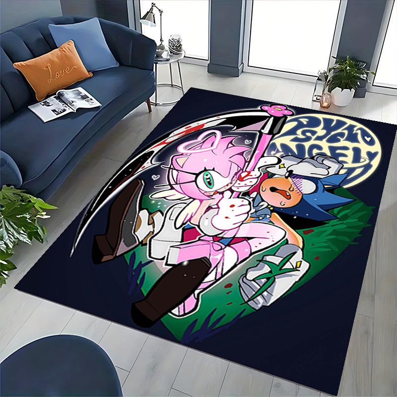 1pc Psycho Angel Sonic Chair Mat: Anime Cartoon Design, Non-Slip Carpet for Office and Home Decor - Perfect Gift for Any Season!O097