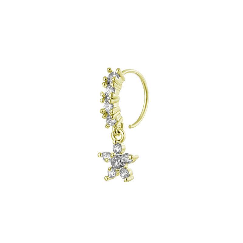 Lady's pierced ear piercing, Zircon cross nose stud, butterfly nose ring piercing, nose jewelry