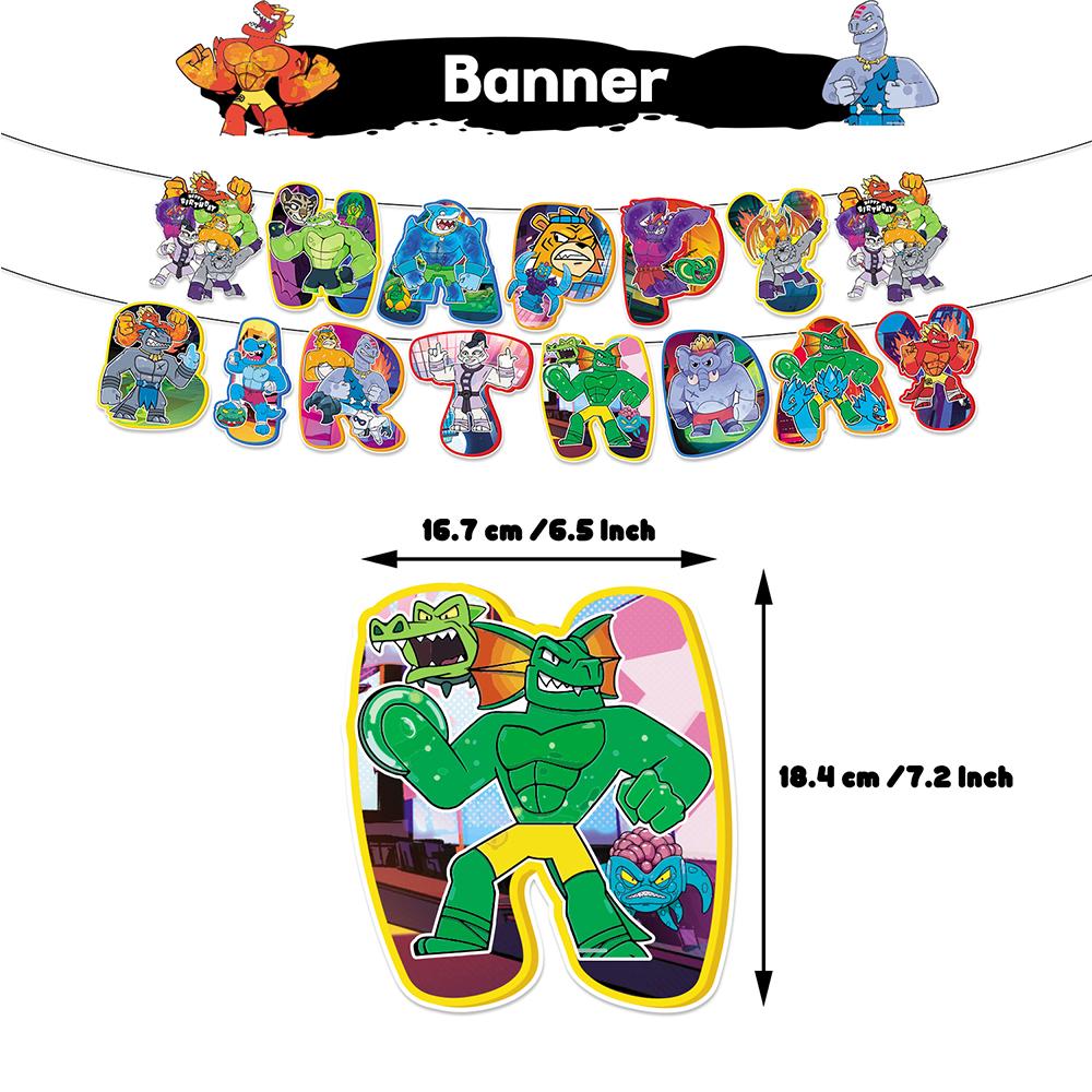 30 шт. украшений для вечеринки Goo Jit Zu включают баннер, топперы для торта, воздушные шары