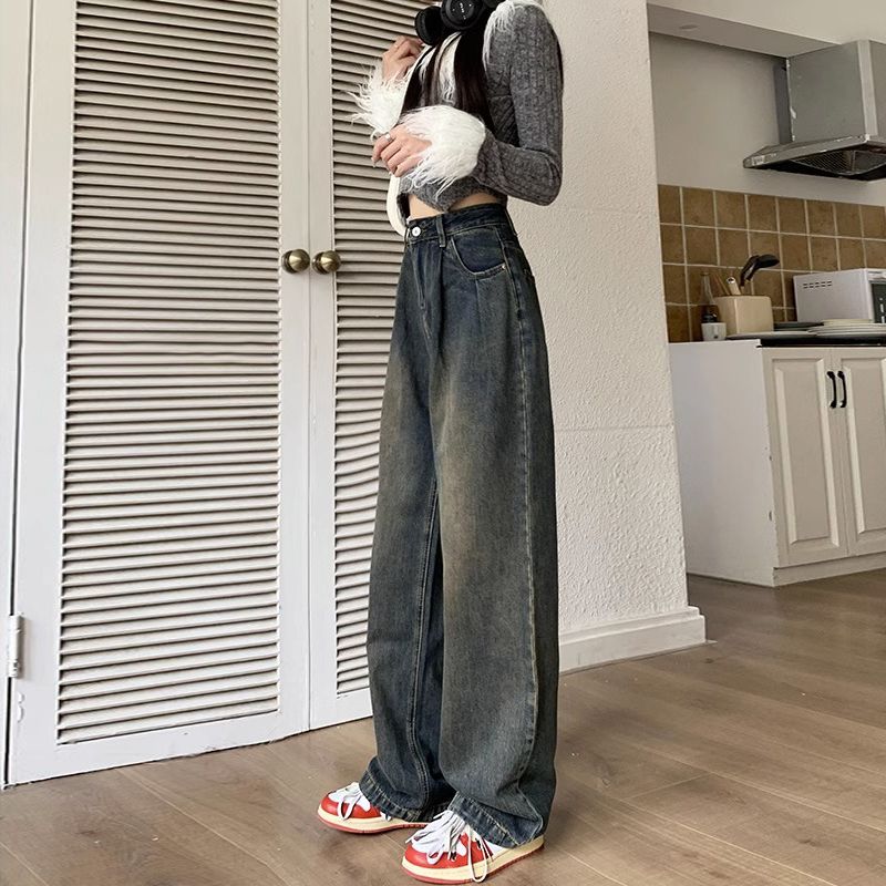 Винтажные женские джинсовые джинсы свободного кроя с высокой талией