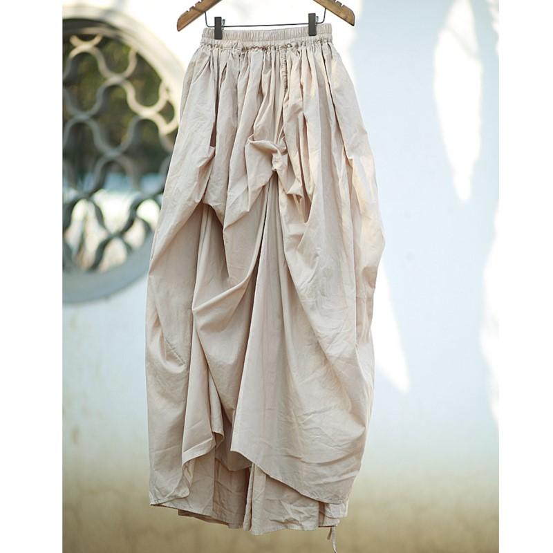 Johnature Осенняя женская юбка в китайском стиле, повседневная однотонная хлопковая винтажная юбка в стиле ретро