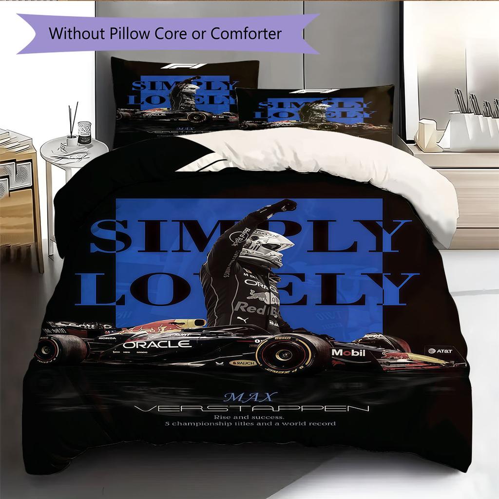 VER Formula Ace Bedding Quilt Set Quilt Cover Pillowcase Home Decoration Birthday Gift (1 * duvet cover + 2 * pillowcase, without core)
