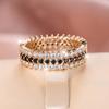 Vintage White Black Zircon Finger Ring for Women Luxury Hollow Geometric Line Wedding Ring Engagement Jewelry