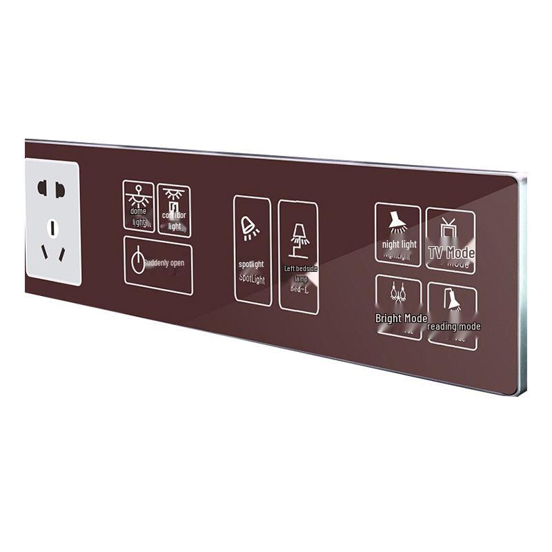 Brushed Metal Hotel Smart Panel: Temperature Control, Dimming Switch & Five-hole Socket