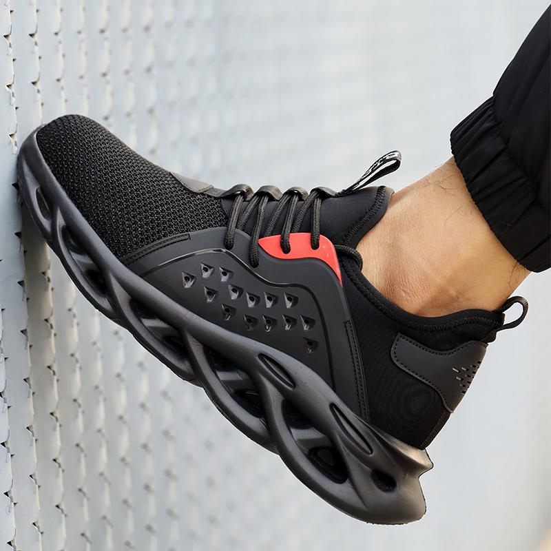 Men'S Boots Men Non Slip Work Shoes Comfortable Soft Anti-Puncture Steel Toe Sneakers For Construction And Exploitation Site