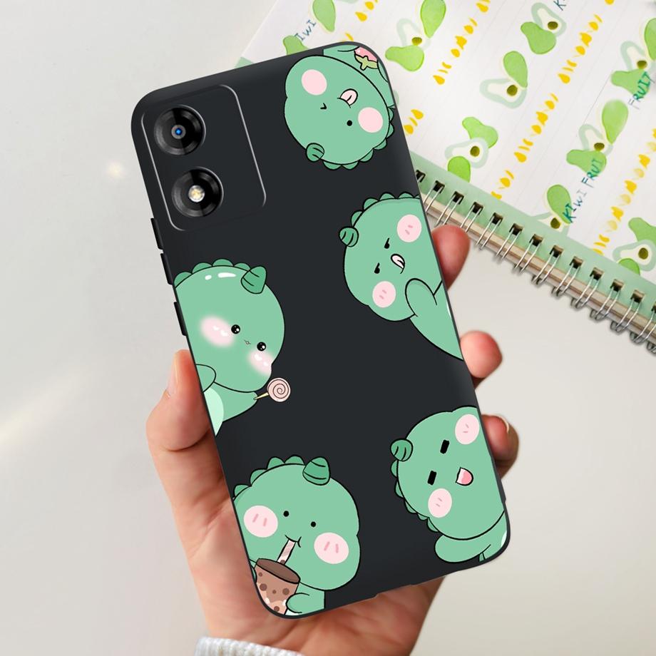 For Motorola Moto E13 Moto G13 Case Matte Black Liquid Silicone Soft Cover Lovely Cat Cartoon Jelly Capas For MotoE13 E 13 G 13
