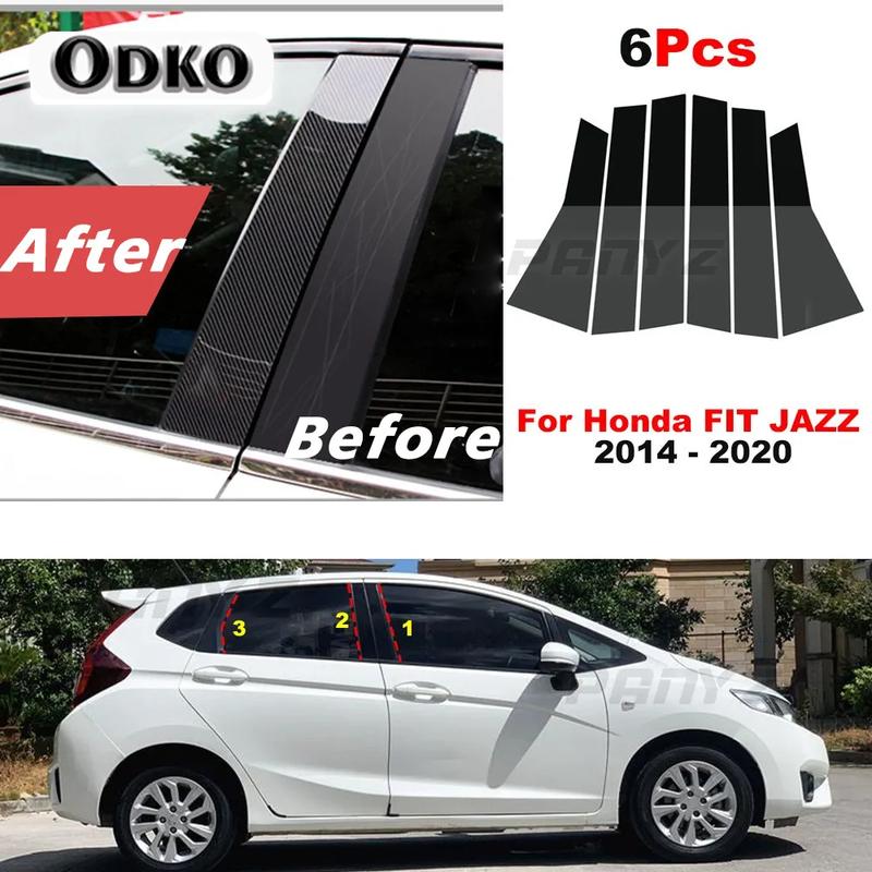6 шт. Накладки на стойки окон и дверей автомобиля для Honda FIT JAZZ 2014 2015 2016 2017 2018 - 2020 Наклейки на стойки BC Аксессуары