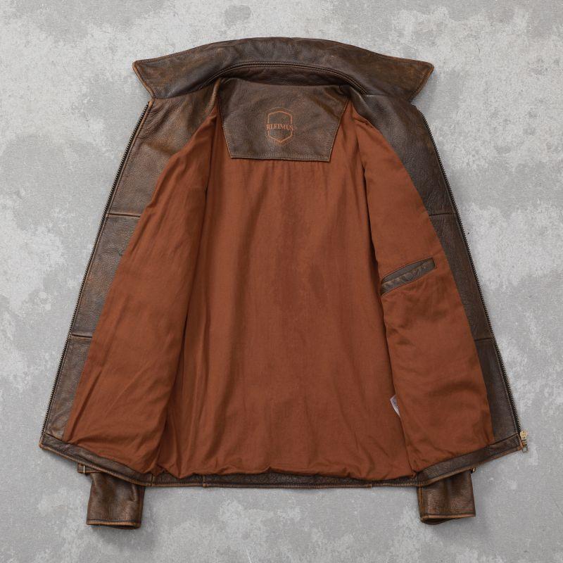 Новая модная мужская кожаная куртка, тонкая ретро каменная фрезерованная винтажная куртка из воловьей кожи, мужские пальто, осенняя одежда