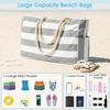 Women's Handbag Large Capacity Stripes Tote Pouch for Women Foldable Beach Bag Waterproof and Sand Resistant Travel Bag